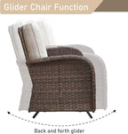 HUMMUH Patio Furniture 6-Piece PE Wicker Outdoor Conversation Set,All-Weather Rattan Swivel Chairs with Ottomans Glider Loveseat for Backyard,Poolside,Deck