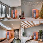 Red Cedar Infrared Sauna 1 Person Low EMF Far Infrared Saunas for Home, 1350 watt Indoor Personal Sauna Room with 2 Bluetooth Speakers, 1 LED Reading Lamp