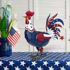 LIFFY Metal Rooster Yard Decor,18" Solar Powered Chicken Sculpture with Patriotic Flag, Weather-Resistant Garden Statue Outdoor for Garden, Patio, Lawn, Backyard