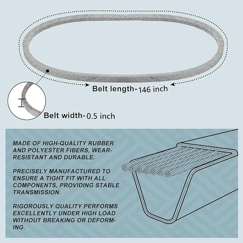 0.5x146 Mower Belt GX26422 for John Deere Z325E, Z330R, Z355R, Z375R, Z330M, Z355E, Z365R ZTrak Zero Turn Mowers, Durable Kevlar Lawn Mower Drive Belt GX26422