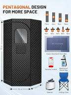 Portable Steam Sauna for Home, Portable Sauna Box Full Body for Home with 9 Adjustable Heat Levels, Steam Sauna with 3L 1500W Steamer, Folding Chair, 99 Minute Timer
