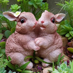 Garden Statues Bunny Decor Resin Dance Rabbit Figurine Cute Fairy Garden Decor Outdoor Statues for Patio Yard Porch Balcony Gifts for Women Mom Grandma Brown