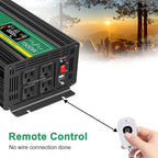 JIGUUN 1500 Watt Pure Sine Wave Power Inverter 12v DC to 110/120v AC Converter 3 AC & USB Output,Power Inverter LCD Display for Home RV Camping Car Truck 3000 Peak