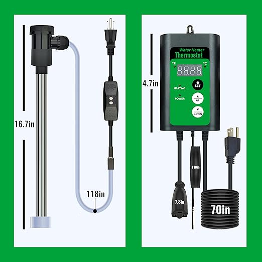 2000W Titanium Fully Submersible Water Heater for Hot Tub & Swimming Pool – Portable Immersion Electric Heater with GFCI & Temp Control for Bathtub, Baptismal Pool & Above Ground Pool