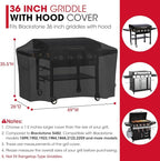 Unicook 5482 Griddle Cover for Blackstone 36 Inch Griddle with Hood, Heavy Duty Waterproof Flat Top Gas Grill Cover for Outdoor Grill, All Weather Protection, Black