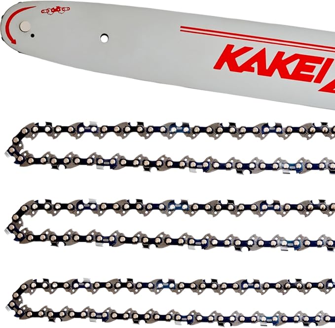 KAKEI 14 Inch Chainsaw Bar& Chain Combo - 3/8" LP Pitch, .050" Gauge, 52 Drive Links Fits Husqvarna 120, Echo CS-310, Ryobi RY3714& More (3 Chains+ 1 Bar)