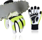 Vgo... 1Pair Chainsaw Gloves, 12-Layer Chainsaw Protection on Left Hand Back,Goat leather Work Gloves, Mechanic Gloves