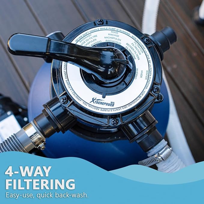 XtremepowerUS High-Flo Sand Filter Pump System 13" Filter Tank 10,000 Gal Above Ground Pool 3/4HP Pool Pump 2400GPH Flow