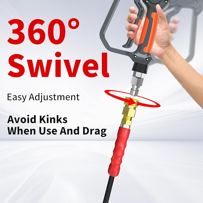 Pressure Washer Hose 100FT, 3/8" for Cold & Hot Water (Up to 140℉) 4800 PSI Kink Resistant Industrial Grade Steel Wire Braided QC Ends
