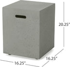 Propane Tank Cover Table for Fire Pits, 20 LB Concrete Propane Tank Holder with Side Handles, Outdoor Tank Storage Side Table for Patio, Gas Griddle, Light Gray