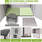 Outdoor Cabinet Storage Shed with Metal Frame Large Wooden Garden Shed Tool House with Floor,Door & Lock for Backyard Use