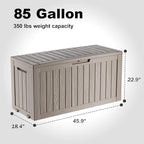 ROJIK Outdoor Storage Housing Deck Box - Waterproof Patio Furniture, Garden Tools, Cushions, Pool Accessories Storage Bench with Lockable Lid and Side Handles (Grey 75 Gal)