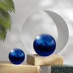 uxcell 2 Pcs Gazing Globe Decor Ball 2.5 Inch 63mm Reflective Garden Sphere Hollow Ball, Seamless Stainless Steel Gazing Ball, Smooth Mirror Globe for Garden Home Decor, Sapphire Blue
