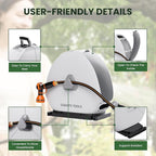 Giraffe Tools Ground Mounted Retractable Hose Reel 1/2 Inch x 82FT, Heavy Duty Automatic Rewind Garden Hose Reel, with Flexible Swivel Base for Lawn, Concrete Floor