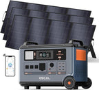 OSCAL PowerMax 6000 Solar Generator, 3600Wh/6000W Power Station with 3x400W Solar Panels, 120V/240V Split Phase Voltage AC Outlets (9000W Peak), 2400W Solar Charging,Emergency for Home,Battery Backup