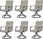Outdoor Patio Swivel Dining Chairs Set of 6, All-Weather Swivel Rocker Chairs with Textilene High Back and Rust-Proof Metal Frame, Perfect for Patio, Lawn, Garden, or Backyard, Dark Brown