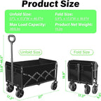 Wagons Carts Foldable - 360Lbs Collapsible Folding Wagon - Wagon Cart with Wheels Portable for Sports, Camping, Storage, Travel, Shopping