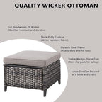 Wicker Outdoor Patio Furniture Set - 6 Piece Patio Conversation Sets with Swivel Rocker Chairs, Ottomans, Sofa and Side Table, 6 inch Cushions, Waterproof Wicker, for Porch Deck Mixed Grey/Grey