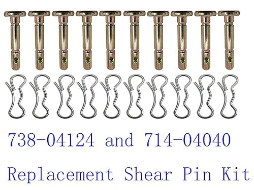 10 PK 738-04124A and 714-04040 Shear Pins and Cotter Pins for Cub Cadet Troy Bilt Snow Throwers