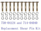 20 Pcs Brass 6.35mm x 44.45mm Straight Pins for Snow Thrower Replacement Parts