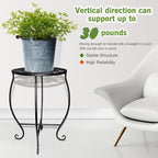 15" Tall Metal Plant Stand, 8" Wide Round Plant Stand for Flower Pot Rustproof Iron Plant Holder for Indoor Outdoor Use, Easy Assemble Flower Stand for Home Garden Display Greenery (Round 2pcs)