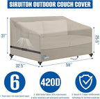 SIRUITON 2-Seat Garden Patio Sofa/Loveseat/Bench Cover 58" W x 32.5" D x 31" H,Heavy Duty 420D Oxford Waterproof Outdoor Sofa Cover, Lawn Patio Furniture Covers