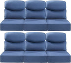 Luxury 24x24x6 Inch Smile Patio Cushions for Outdoor Furniture Set of 6 - Thick Back & Deep Seat Outside Replacement Chair Pillows for Rattan Metal Glider Loveseat Sectional Sofa - Navy Blue