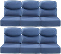 Luxury 22x24/22x25 6-Inch Smile Patio Cushions for Outdoor Furniture Set of 6 - Thick Back & Deep Seat Outside Chair Cushions for Rattan Metal Glider Loveseat Sectional Sofa - Navy Blue
