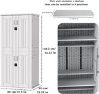 Heavy Duty Tall Storage Cabinet Outdoor Weatherproof, 28 Cuft Garage Storage Cabinet with 4 Adjustable Shelves, Lockable Kitchen Pantry Closer Organizer, 31Wx23Lx66H, Polar White