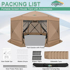 COBIZI 15x15ft Extra Large Pop Up Gazebo Canopy Tent with Mosquito Netting, Spacious Easy Set-Up Screened Shelter, Durable Outdoor Pavilion with Ground Stakes, Perfect for Patio, Backyard, Khaki