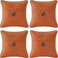 Outdoor Sunbrella Decorative Pillows with Coconut Button Pack of 4, 16" x 16" Outdoor Pillow Set for Couch Bed Throw Patio Sofa, Spectrum Cayenne