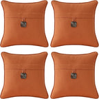 Outdoor Sunbrella Decorative Pillows with Coconut Button Pack of 4, 18" x 18" Outdoor Pillow Set for Couch Bed Throw Patio Sofa, Spectrum Cayenne