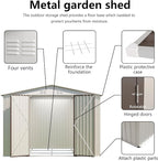 Outdoor Sheds 10FT x 8FT Outdoor Storage Metal Anti-Corrosion Utility Tool House with Lockable Door & Shutter Vents Outdoor Waterproof Garden Tool Storage Sheds with Metal Foundation