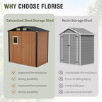 Outdoor Storage Shed 6x4 Ft, Lockable Metal Garden Shed with Window, Tool Shed Tiny House Vertical Outside Storage Building for Backyard, Lawn, Patio, Bike