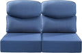 Luxury 22x24/22x25 6-Inch Smile Outdoor Seat Cushions Set of 2 - Superior Comfortable Water-Resistant Patio Chair Cushion for Rattan Dining Swivel Chairs Loveseat Sectional Sofa - Navy Blue