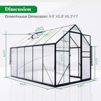 6x10 FT Greenhouse for Outdoors, Polycarbonate Green House with Adjustable Roof Vent and Rain Gutter, Aluminum Large Walk-in Greenhouse with Quick Setup Structure for Outside Garden Backyard Patio