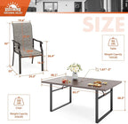 7 Piece Patio Dining Sets for 6, Outdoor Table and Chairs Set with 1 Patio Dining Table(1.61"-2" Hole) and 6 High Back Patio Chairs, Outdoor Dining Sets for Deck Backyard