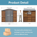 8x6 FT Outdoor Storage Shed, Wood Metal Utility Tool Shed Storage House with Door and Lock, Wooden Sheds Outdoor Storage for Garden,Patio,Lawn,Poolside