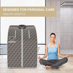 Giantex Portable Steam Sauna, Personal Therapeutic Sauna for Detox, Temperature & Timer Adjustable, 800W Sauna Box Spa w/Chair, 3L Steamer,Massage Roller,Mat,Remote Control, Home Sauna Tent (Gray)
