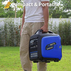 Portable Inverter Generator 2500W Gas Powered, Quiet Generators for Home Use, Camping, Emergency Home Backup, Parallel Ready, with CO Sensor and Fuel Gauge, EPA Compliant, Blue