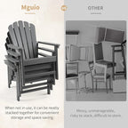 Stackable Adirondack Chairs Set of 2, Space Saving HDPE All-Weather Fire Pit Chair for Outdoor Lawn Porch Deck