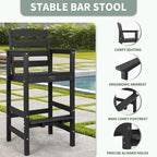FUNBERRY Outdoor Bar Set with Umbrella Holes, Tall Adirondack Chairs and Table, All Weather HDPE Bar Height Outdoor Table and Chairs Set for Bistro Patio Balcony