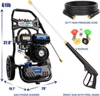 TOOLCY 3400 PSI Gas Pressure Washer, High-Performance 212cc OHV Engine, Reinforced Pump. Onboard Soap Tank, 30FT Hose, Spray Gun & 5 Nozzles, Max 2.8 GPM, Great for