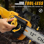 Mini Chainsaw Cordless for Dewalt 20V Battery, Brushless Electric 12"/ 10" with Auto Oiler & Security Lock, for Tree Trimming, Branch Wood Cutting (Tool Only) (12"/ 10" Chainsaw)