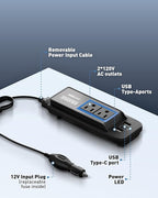 ERAYAK 200W Car Power Inverter, 12V to 110V Cigarette Lighter Adapter to Wall Plug, with AC Outlets & USB C Fast Charger, Car & Truck Accessories for Road Trips