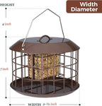 Kingsyard Squirrel Proof Suet Feeder, Cage Bird Feeders for Outdoors Hanging, All Metal, Double Suet Cake Capacity, Tray & Weatherproof, Brown