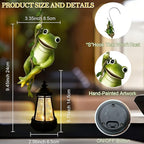Solar Frogs Outdoor Garden Statues, Halloween Hanging Climbing Rope Frog on a Vine with Lantern Tree Hugger Figurine Lights for Outside Yard Art Sculptures Porch Balcony Wall Decor, Funny Gifts