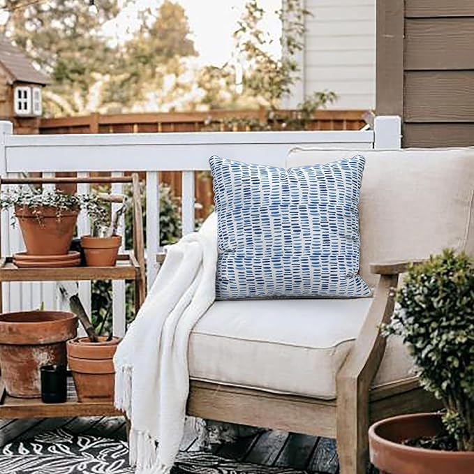 LVTXIII Set of 2 Patio Throw Pillows Waterproof 18"x18" Fade Resistant Outdoor Throw Pillows with Inserts, Fluffy Decorative Garden Toss Pillow Cushions for Home Patio Coach Sofa Use, Pebble Blue