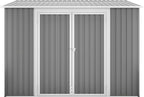 8x6 FT Outdoor Storage Shed with Sloping Roof, Lockable Double Doors & Adjustable Side Door, Weatherproof with Frame Floor, Compact Metal Tool Shed for Garden, Backyard and Patio