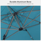 PURPLE LEAF 10' X 13' Patio Umbrella, Rectangle Outdoor Cantilever Umbrella, Aluminum Offset Umbrella with Champagne Frame and 360° Rotation for Pool Deck Garden, Turquoise Blue